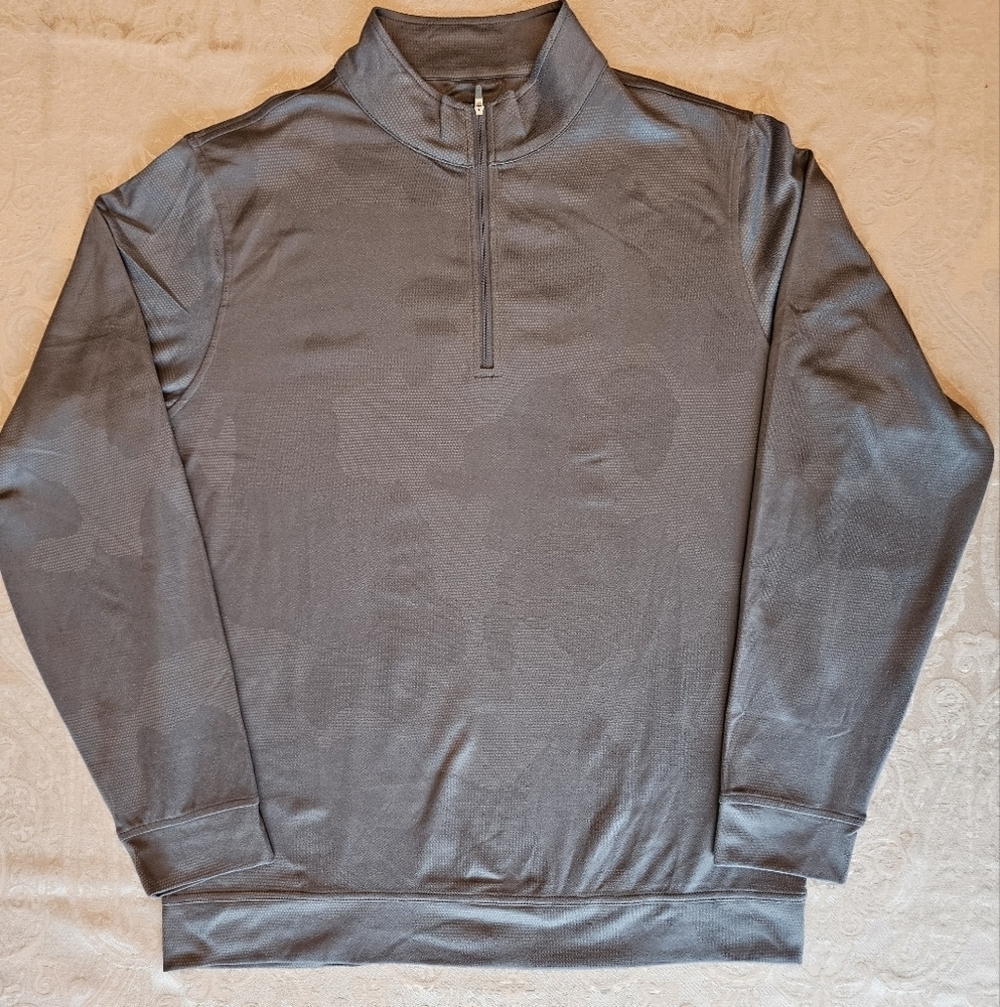 Size Med Kirkland Signature Light Gray Quarter Zip Pullover w/ Subtle Camo  NWT